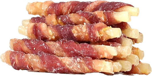 Chicken Duck Wrapped Cod Sticks for Dogs, Grain-Free Rawhide-Free Natural Dog Treats Training Rewards Snacks Dog Soft Chews Treats 15-17 Counts