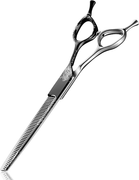 Purple Dragon Dog Grooming Scissors 7-Inch Thinning Shears- Professional Pet Hair Trimming Shears for Dogs & Cats, Sharp 440C Japanese Steel, Ergonomic Design for Comfort and Precision