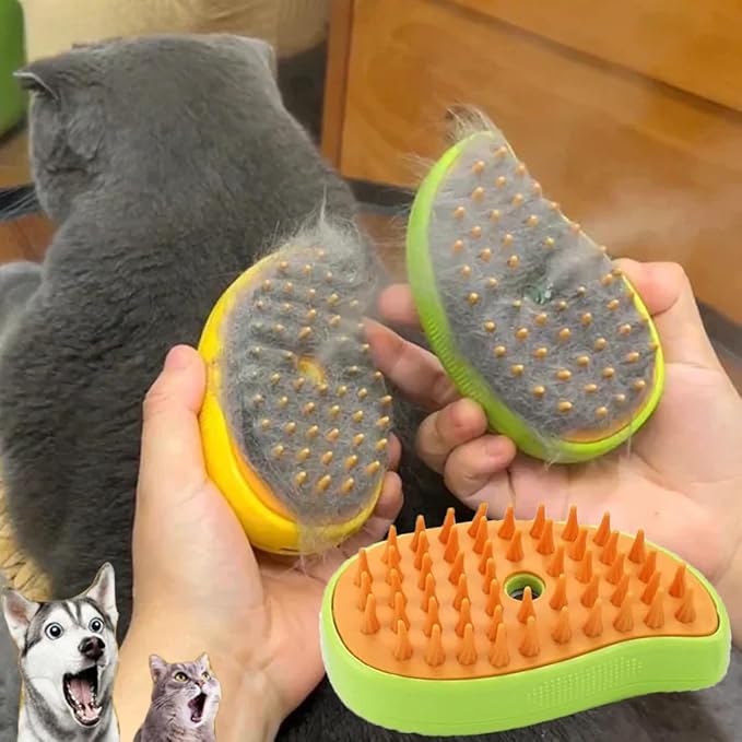 3 in 1 Steamy Pet Brush for Dogs Cats Shedding,Pet Spray Hair Removal Comb, Misting Misty Cat Bath Brush Steaming for Grooming (Green)