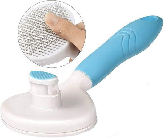 KIRTI Self Cleaning Slicker Brush for Dogs and Cats, Pet Grooming Hair Brush with Pin,Improve Blood Circulation and Massage Blue
