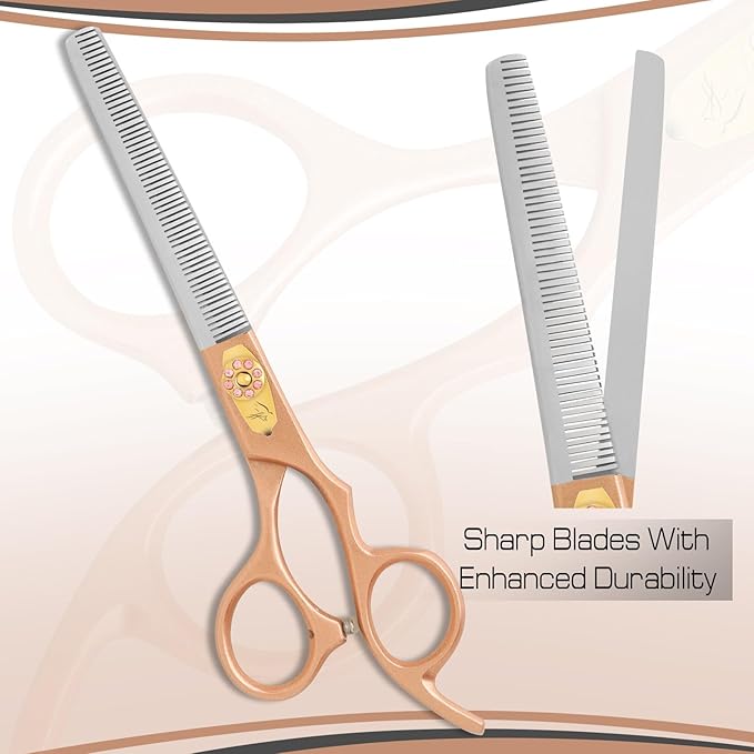 Thinning Shear for Dogs-7.5” Professional Thinning Shear with 56 Teeth, Japanese Stainless Steel,Ergonomic Heavy Duty Sharp and comfortable Blender Scissor for Dog, Cats and other Animals