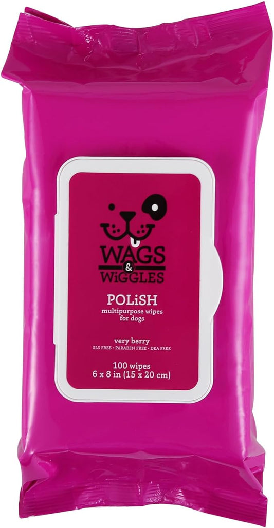 Wags & Wiggles Very Berry Polish Multipurpose Dog Wipes, Count of 100