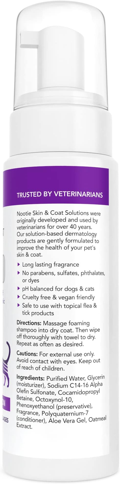 Nootie Foaming Waterless Shampoo for Dogs and Cats, 7-Ounce, Soft Lily Passion