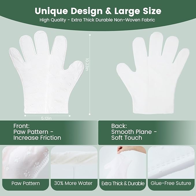 Gardner Pet Extra Thick Pet Glove Wipes for Dogs and Cats, Dog Wipes Cleaning Deodorizing Bath Wipes, Dog Wipes for Paws and Butt, Grooming Cat Wipes, Puppy Wipes, Unscented 8 PCS