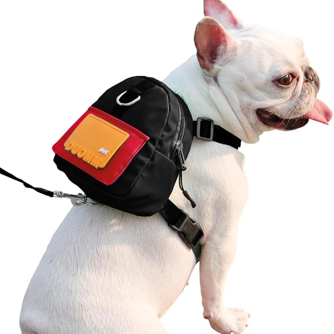Dog Backpack for Small Dogs to Wear,Cute Pet Puppy Harness Backpacks with Leash Adjustable Dog Self Carrier Bag for Travel Hiking Daily Walking (S, Black)