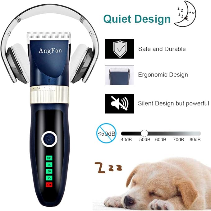 Dog Clippers for Grooming, 16pcs Dog Grooming Kit for Small & Large Dogs, Professional Cordless Dog Hair Clippers with Low Noise, Rechargeable Pet Grooming Tools for Cats & Dogs