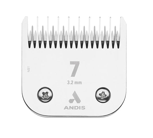 Andis 72610 Ultra Edge Dog Clipper Blade – Made from High-Carbon Steel with Extended Edge Life, Includes Size-7 Skip Tooth, Harder Cutting Surface with Sharp Edge - 1/8-Inch Cut Length, Chrome