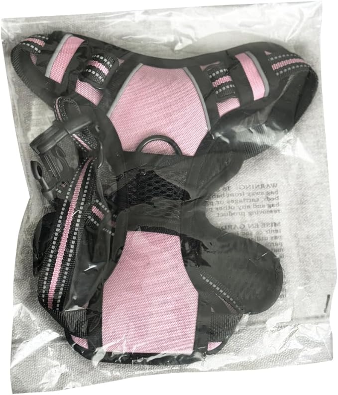 TrekGear Dog Harness, Pet Harness with 2 Leash Clips, Adjustable Soft Padded Dog Vest, Reflective No-Choke Pet Oxford Vest with Easy Control Handle (Pink - Small)