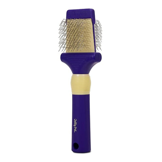 Jelly Pet Double Sided Dog Slicker Brush, Longer Pins, Flexible Head, Fine/Coarse Sides, Removes Unwanted Tangles, Small, Purple