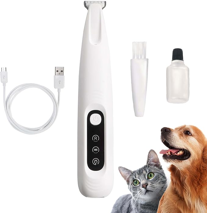 Dog Grooming Kit with LED Light, 18mm Blade Cat Clippers for Grooming, 35dB Low Noise Pet Paw Trimmer, Precision Clippers for Paws, Ears, Face, and Rump, USB Rechargeable, Waterproof IPX4