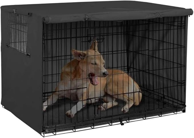 Dog Crate Cover Dogs Kennel Cage Cover Pet Kennel Cover Dog Cage Cover for Outdoor Dog House Large Pet Crate Chicken Coop 25 x 20 x 19 inch (Black)