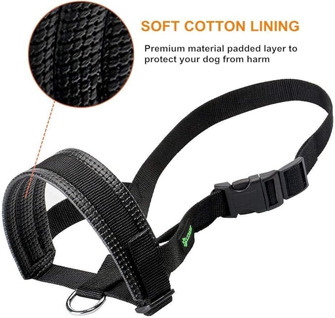 Dog Muzzle for Small, Medium, Large Dogs Prevent from Biting, Barking and Chewing, Adjustable Loop (M/Black)