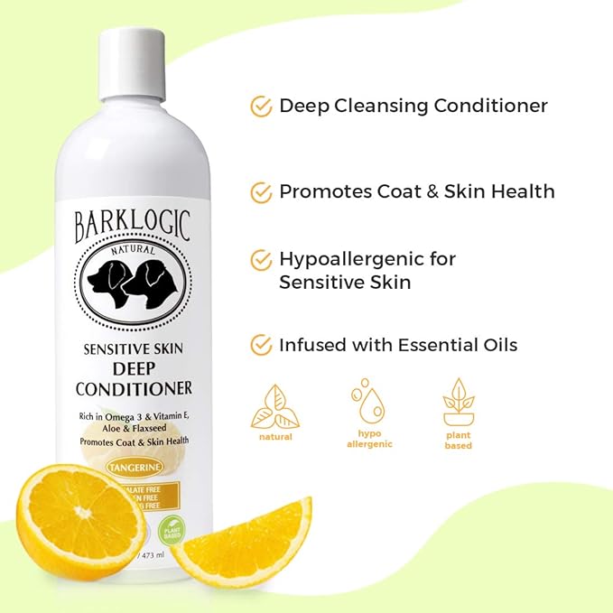 Sensitive Skin Deep Conditioner, Tangerine, 16 fl oz - Grooming Essentials for A Quality Coat - No Parabens, No Phthalates, No Sulfates, No DEA & PEG, Vegan