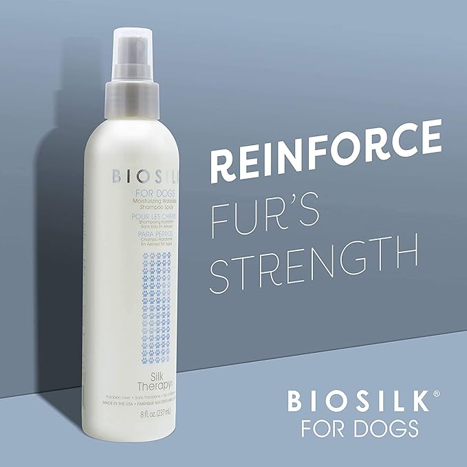 BioSilk for Dogs Silk Therapy Deep Moisture Waterless Shampoo Spray, 2 Pack | Waterless Dog Shampoo Spray for All Dogs and Puppies | 8 Fl Ounces, Pack of 2