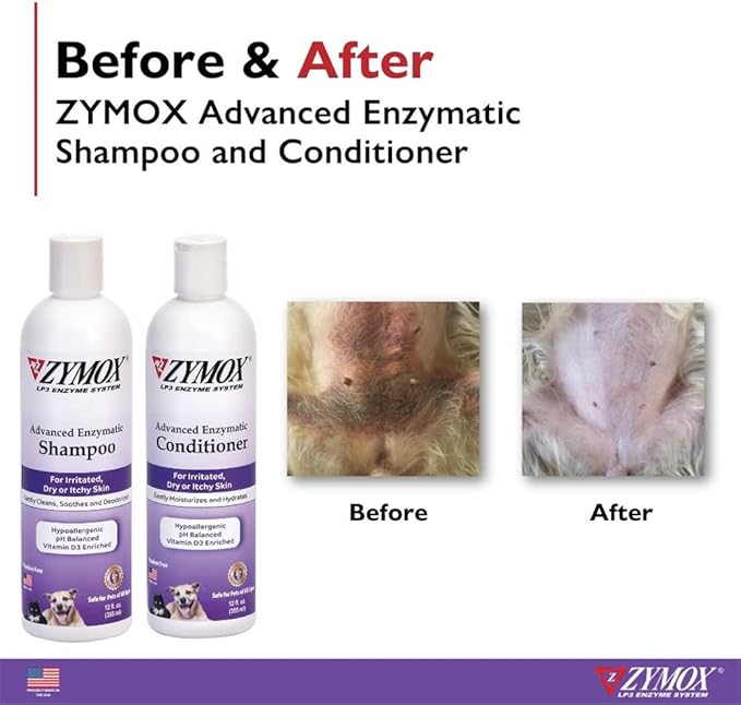 ZYMOX Advanced Enzymatic Leave-On Conditioner, 12oz. – for Pets & Animals of All Ages: Conditions, Detangles, Soothes, & Moisturizers Skin & Coat