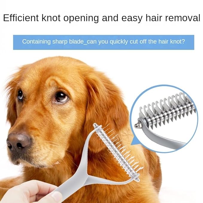 Pet comb Unknot Unknot comb Y-shape floating-off dog rake comb Zinc alloy dog comb hair removal dog comb (Big, Black)