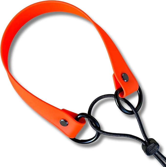 Waterproof E-Collar Replacement Strap Dog Collar for Invisible Fence/ecollar - Easy On Bungee (1" Wide, Bright Orange)