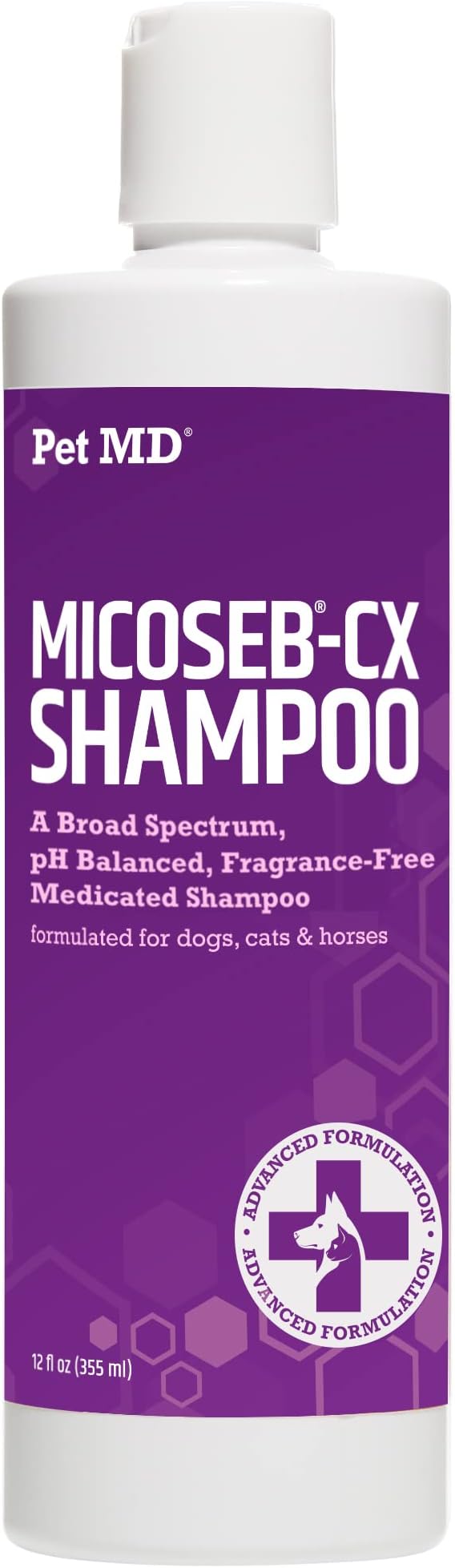 Pet MD Micoseb-CX Topical Shampoo for Dogs, Cats, & Horses with Miconazole - 12 oz