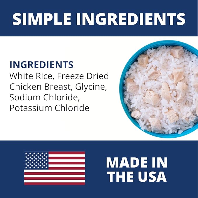 Under the Weather Bland Diet for Dogs | Easy to Digest for Sick Dogs | Always Be Ready | Contains Electrolytes - All Natural Freeze Dried 100% Human Grade Meats | 1 Pack - Chicken, Rice - 6oz