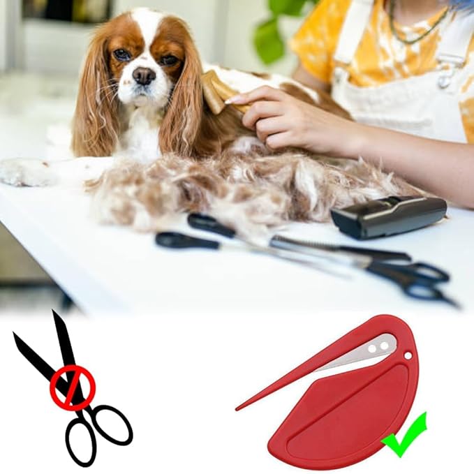 Pet Grooming Kit - Deshedding Brush and De-Knotting Combs for Cats, Dogs, Puppies, and Kittens