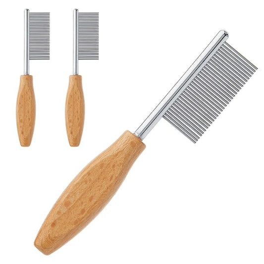 SUPERFINDINGS 3Pcs Pet Face and Finishing Comb for Cat Dog Stainless Steel Pet Hair Combs Fuller Brush Tear Stain Remover Tool for Grooming Pets with Long, Curly Hair Fur Detangler Tool Accessories