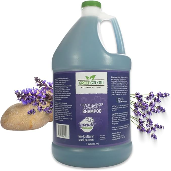 Green Groom French Lavender & Chamomile Aromatherapy Dog Shampoo, 1 Gallon - Soothing and Calming, Chamomile Infused, Natural Ingredients, Professional Grooming Grade, Deodorizing