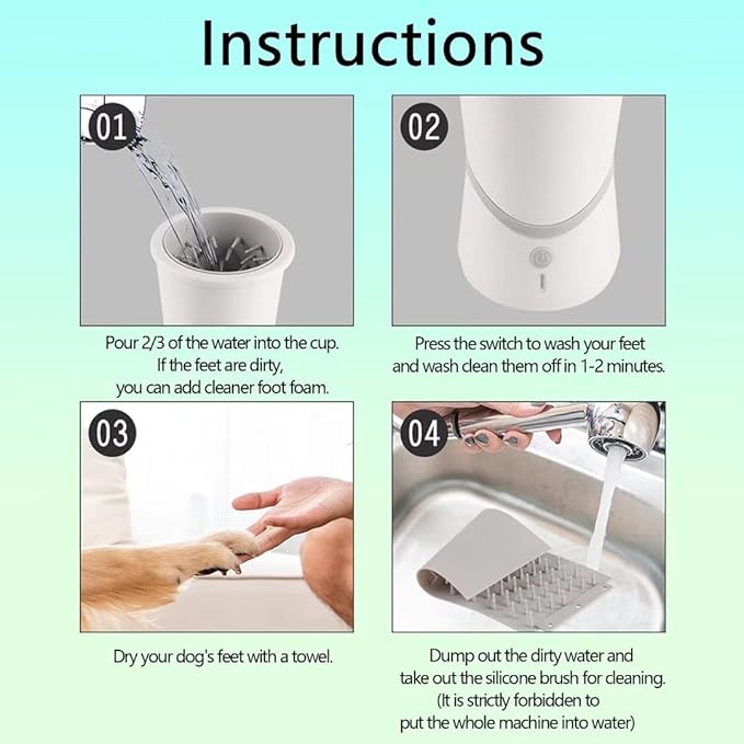 Automatic Silicone Bristles Pet Paw Cleaner Cup - USB Charging, Portable for Muddy Claws, Designed for Small to Medium Dogs