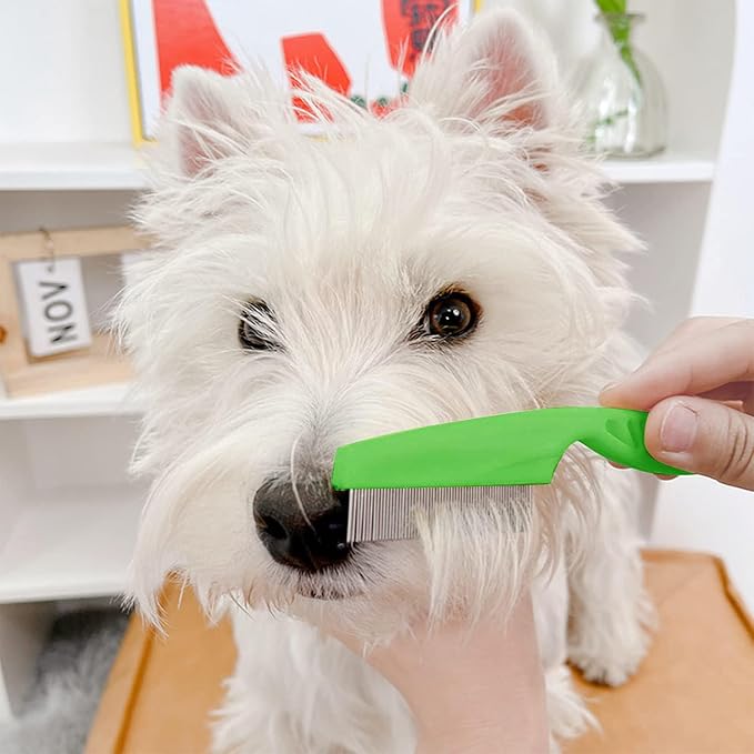 Versatile Pet Grooming Kit - Flea Comb for Detangling & Dematting, Tear Stain Remover, 3 Combs for Dogs & Cats