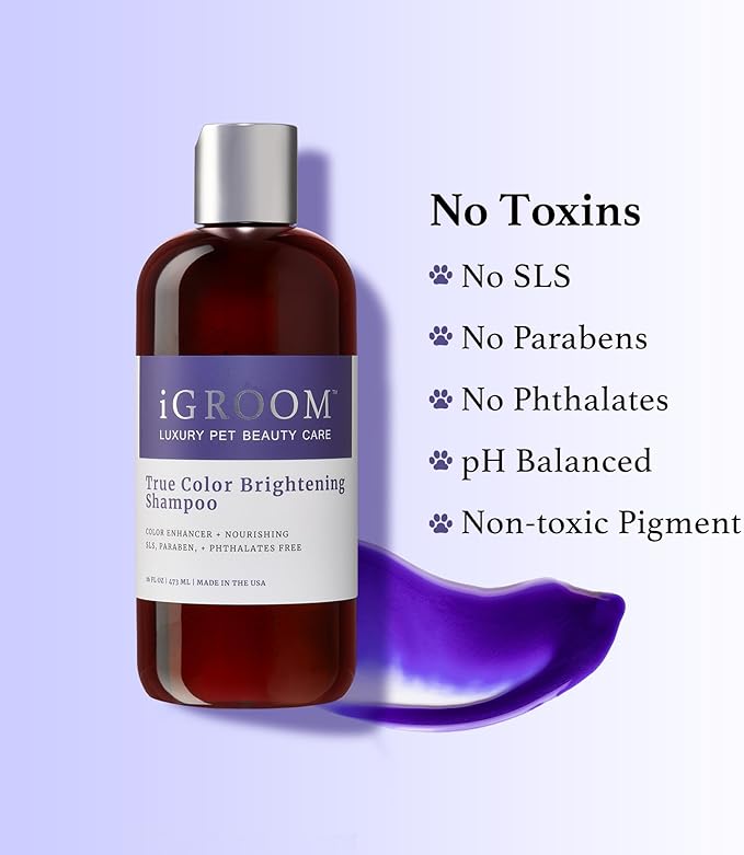 iGroom True Color Dog Shampoo, Coat Luxury Pet Beauty Care, Brighten, Enhance and Restore Natural Coat Color, Add Moisture and Condition, Made in USA, 16 oz
