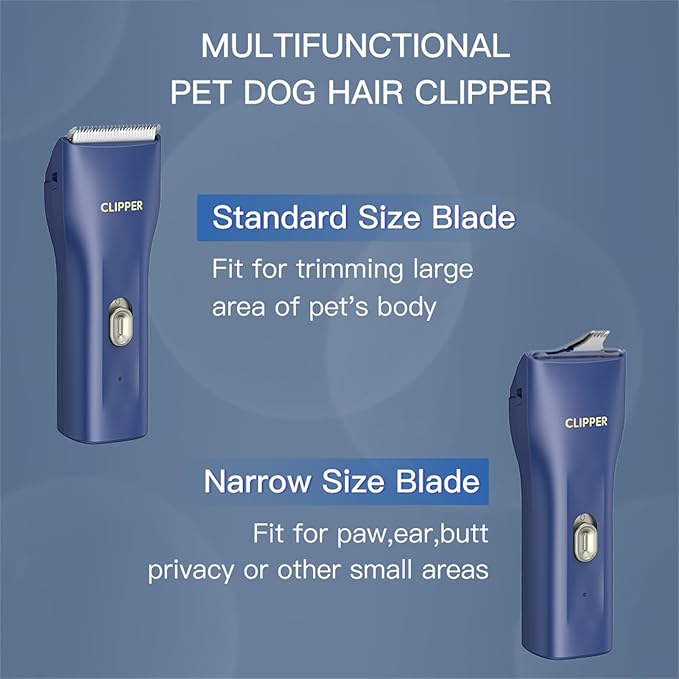2 in 1 Prowerful Home Professional Dog Grooming Kit Clipper Low Noise USB Rechargeable Gifts for Dog Cat Blue,MTS006
