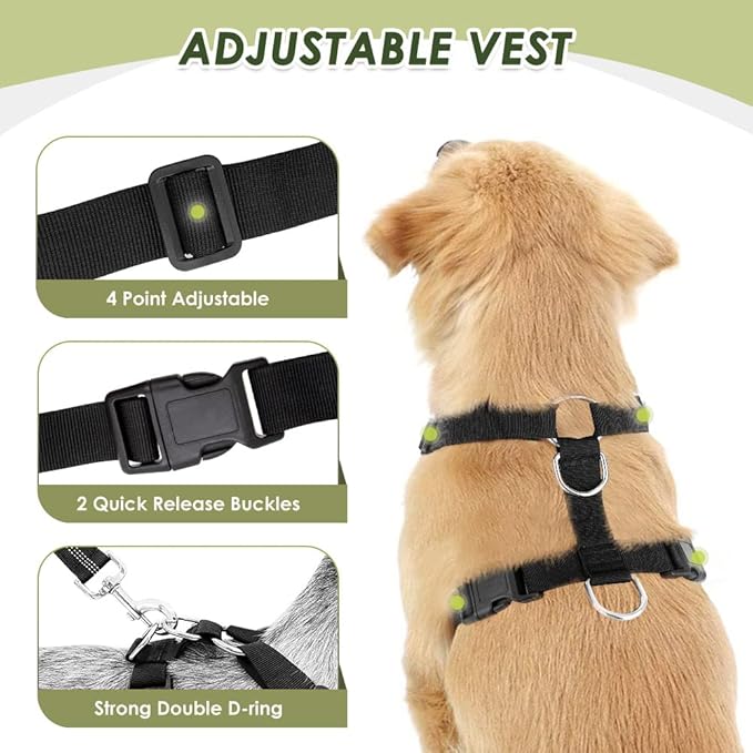 SlowTon Dog Seat Belt Harness for Car, Dog Car Harness Adjustable Mesh Breathable & Dog Seatbelt Safety Tether with Elastic Bungee for Small Medium Large Pets(Red, Single Clip, L)