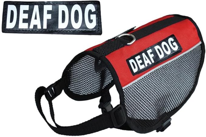 Deaf Dog Service Dog mesh Vest Harness Cool Comfort. Purchase Comes with 2 Reflective Deaf Dog Removable Patches. Please Measure Your Dog Before Ordering