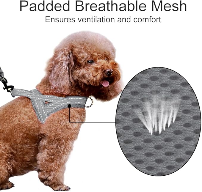 Plutus Pet No Pull Dog Harness with Breathable Mesh Padded, Adjustable Reflective Escape Proof Dog Harness, Quick Fit Dog Vest Harness for Small Medium Large Dogs(XS, Gray)