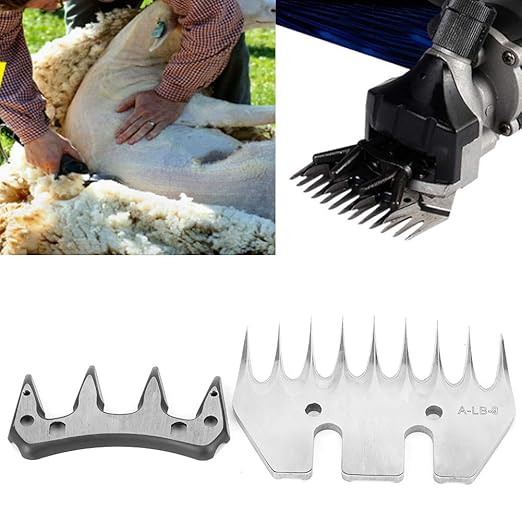 Sheep Shears Replacement Blades, Professional Stainless Steel Sheep Clippers Clipper Blades for Grooming Goats, Lambs, Llamas, Alpacas (9 Teeth Straight Blade (+ oscillating Blade))