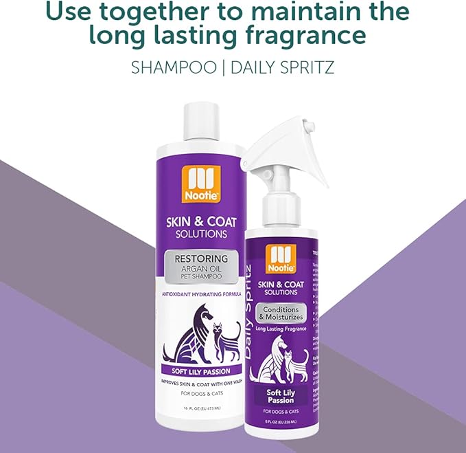 Nootie Foaming Waterless Shampoo for Dogs and Cats, 7-Ounce, Soft Lily Passion