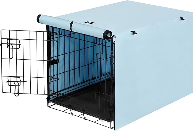 X-ZONE PET Double Door Dog Crate Cover - Polyester Pet Kennel Cover Fits 48 inches Wire Dog Cage Blue