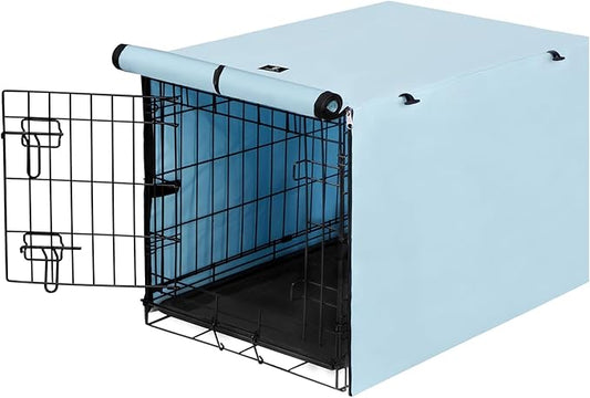 X-ZONE PET Double Door Dog Crate Cover - Polyester Pet Kennel Cover Fits 48 inches Wire Dog Cage Blue