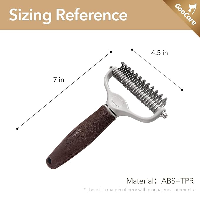 Pro Large 2-Sided Undercoat Rake, Deshedding Dematting Comb, Detangler Brush for Mats, Tangles & Shedding, Stainless Steel Blades, ABS Handle, Ideal for Long Haired Cats, Dogs and Rabbits