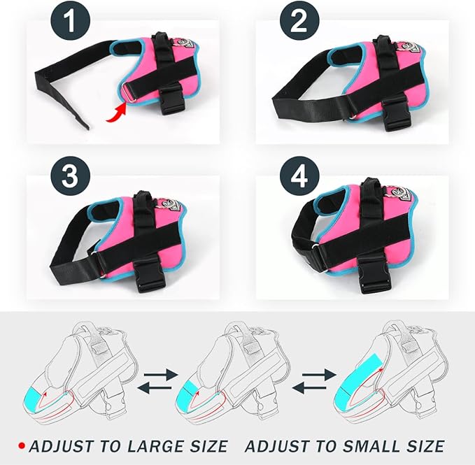 Bolux Dog Harness, No-Pull Reflective Dog Vest, Breathable Adjustable Pet Harness with Handle for Outdoor Walking - No More Pulling, Tugging or Choking X-Small (Pack of 1) RoseTurquoise
