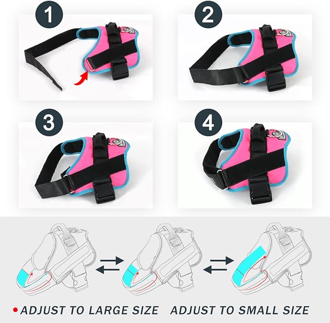 Bolux Dog Harness, No-Pull Reflective Dog Vest, Breathable Adjustable Pet Harness with Handle for Outdoor Walking - No More Pulling, Tugging or Choking Medium (Pack of 1) RoseTurquoise