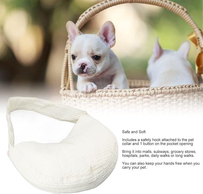 Dog Sling Carrier, Breathable Hand Safe Pet Sling Carrier Soft Comfortable Cat Sling Carrier with Widen Shoulder Strap for Outdoor, Traveling, Subway, Small Dogs, Cats,