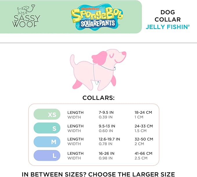 Dog Collar Spongebob Squarepants™ Jelly Fishin' - M, Adjustable, Durable, Comfortable and Stylish Pet Accessories for Medium Dogs