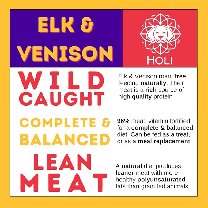 HOLI Elk & Venison Freeze Dried Dog Treats - All Natural and Wild Caught | Vitamin and Mineral Fortified | Made in USA - Human Grade - Grain Free - Diabetic Friendly - 6oz