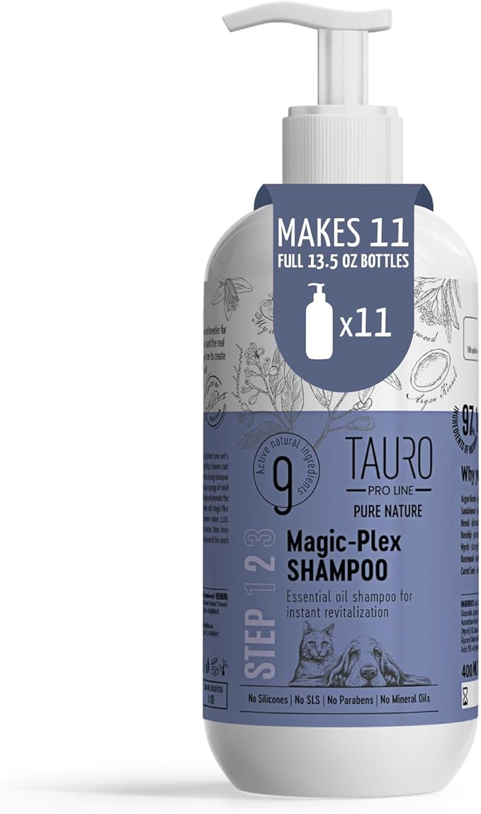 Tauro Pro Line Pure Nature Magic Plex Dogs and Cats Shampoo Instant Revitalization with Essential Oils for Shiny and Healthy Skin and Coat All Natural Grooming Product