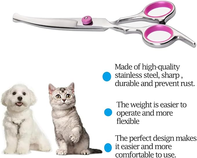 Dog Grooming Scissors,Pet Hair Scissors with Safety Round Tips Heavy Duty Titanium Stainless Steel Professional Dogs Cats Pets Grooming Shears (Round head straight scissors)