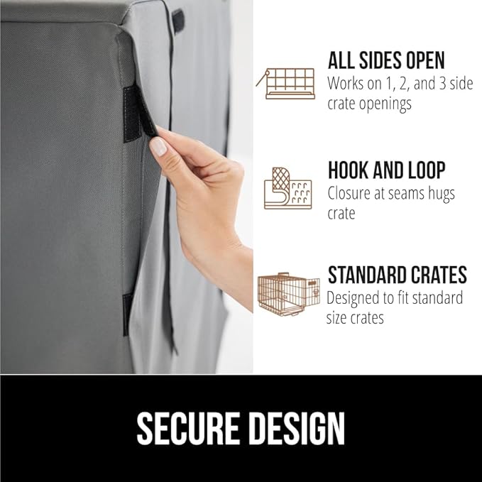 GORILLA GRIP Dog Crate Covers Compatible with Amazon Basics Dog Crates, All Sides Open, Privacy Cover Fits 24" Wire Kennel, Breathable Mesh Windows, Light Reducing Puppy Training Cage Topper, Gray