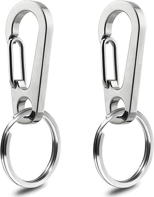 IVIA Dog Tag Clips / 2 Pack/Multiple Size 304 Stainless Steel Quick Clip with Rings/Easy Change Dog Cat ID Tag Holder for Small pet Collars and Harnesses.(2 Small Silver)
