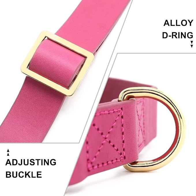 Beirui Genuine Leather Dog Collar with Quick Release Metal Buckle, Comfortable Leather Collar for Small Medium Large Dogs