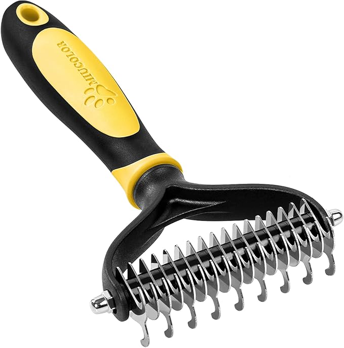 MIU COLOR Pet Grooming Brush, Deshedding Tool for Dogs & Cats(Blue) & MIU COLOR Pet Grooming Brush, 2 Sided Undercoat Rake for Dogs & Cats