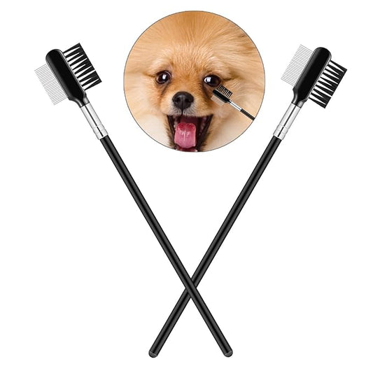 Tear Stain and Flea Comb for Small Dogs - Double-headed Pet Grooming Brush for Removing Crust and Mucus from Face